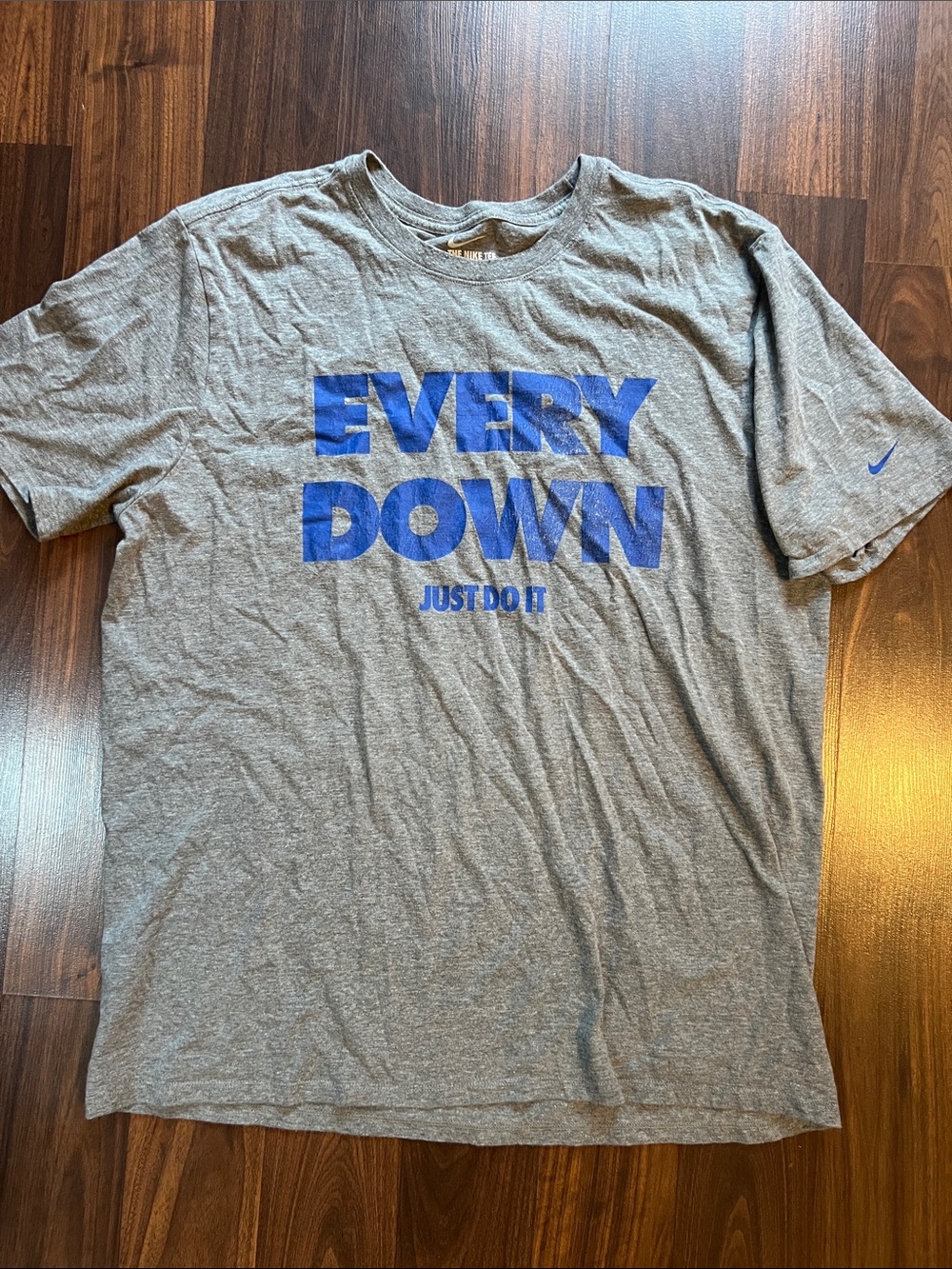 Nike Gray T-Shirt with Blue EVERY DOWN Graphic